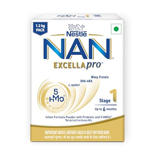 Nestlé NAN EXCELLAPRO Stage 1, 1.2 Kg Pack, Infant Formula Milk Powder With HMOs & Probiotic For Babies (Up To 6 Months), 3x400g Pouch in Box