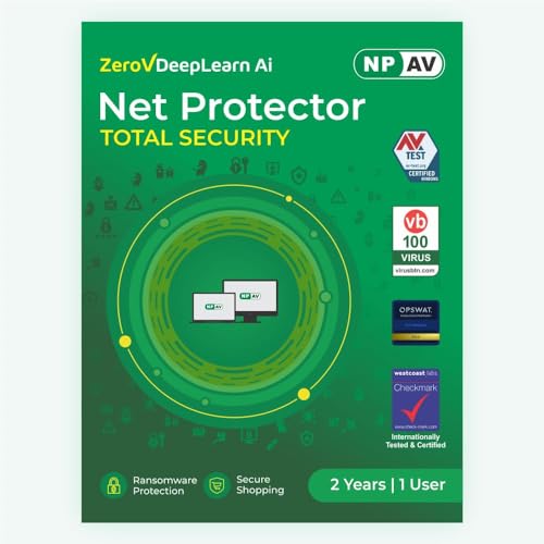 Net Protector Antivirus - Total Security 2026 | Windows PC/Laptop | 2 Year - 1 PC with ZeroVDeepLearn Ai (Email Delivery in 1 Hour - No CD)