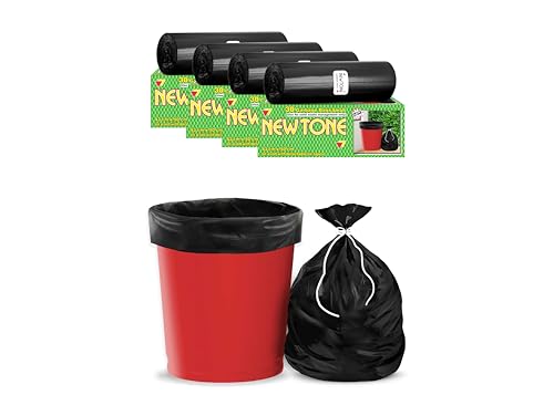 Newtone Garbage Bags | Small 17 x 19 Inches | 120 Bags (30 Bags X 4 Rolls) | Dustbin/Trash bin | Box Packing | (Black) - Perforated Box for Easy Dispensing