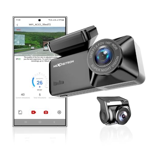 NEXDIGITRON ACE 3 Dual Dashcam with in-Built GPS Logger, Native 2.5K Front & FHD Rear, Made in India, Super-Capacitor, Wide Angle Lens, G-Sensor, WiFi, Parking Mode, Upto 256GB Supported