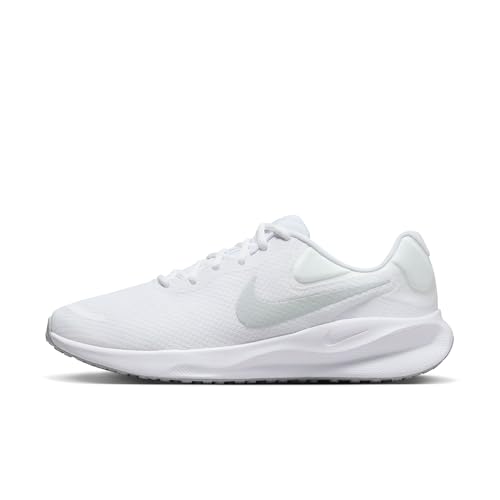 Nike Mens Revolution 7 White/Pure Platinum-White Running Shoes UK 9