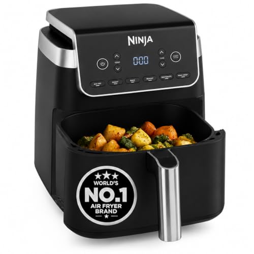 Ninja Air Fryer MAX PRO 6.2L (AF180IN) 2000W Max Crisp Technology Variable Air Flow PFOA-Free Non-Stick 6-in-1 Air Fry, Roast, Bake & More Cook from Frozen to Crispy, black