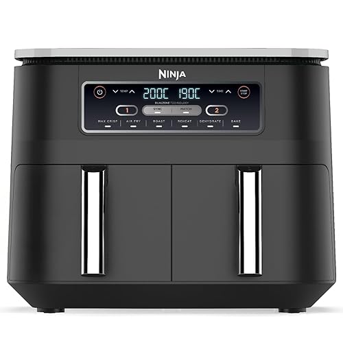 Ninja Foodi Dual Zone Air Fryer AF300IN| 7.6L Dual Drawer Air Fryer| Max Crisp 240°C| 6 Cooking Functions – Air Fry, Roast, Bake, Reheat & Dehydrate| Variable Airflow 1200–2600 RPM|PTFE/PFOA/PFASFree