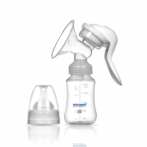 NISCOMED Manual Breast Pump for Breastfeeding & Lactating Mothers | BPA Free Portable Hand Breast Pump | Soft Silicone Cushion Milk Pump