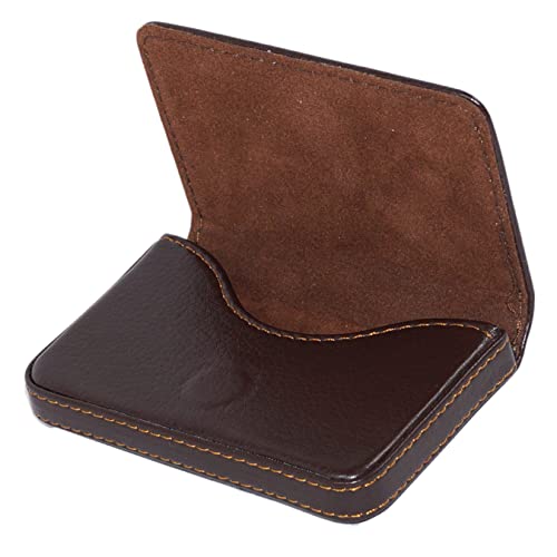 NISUN Pocket Sized Stitched PU Leather Credit Debit Business Card Holder Case Wallet for Men & Women (10 X 6 X 1.6 cm-Brown)