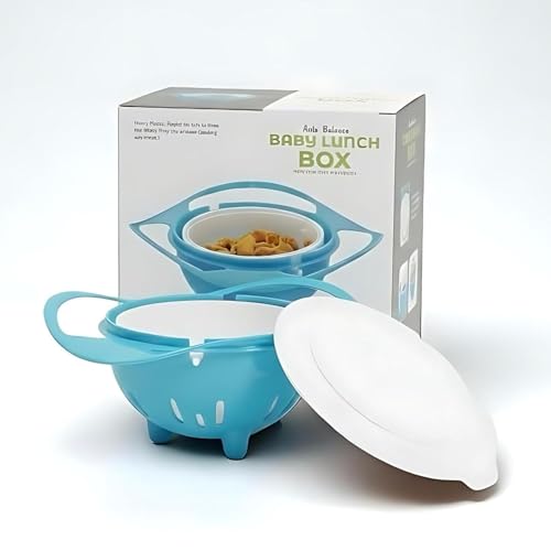 NIVEXA HOME 360° Rotating Gyro Bowl for Toddlers, Spill-Proof with Lid, BPA-Free, Portable Baby Snack Container, 17cm
