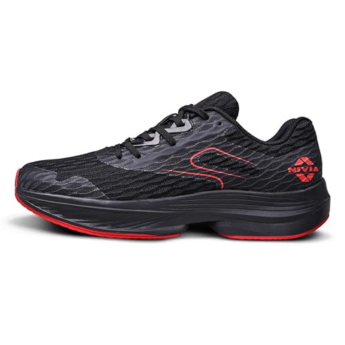 Nivia Breeze Training Shoes for Men, Lightweight Lace‑Up Knit Upper, Duo‑Foam Comfort Midsole, Textured Rubber Outsole, Ideal for Gym, Running & Cross‑Training, Black-UK09
