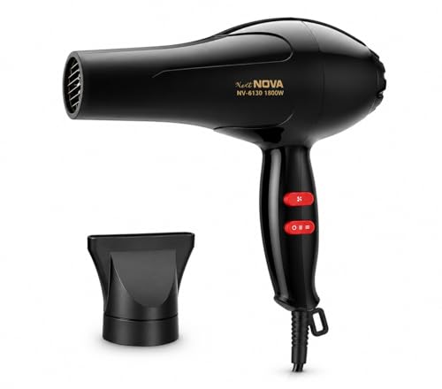 Nova Hair Dryer with Styling Nozzle, 1800W Fast Dry Technology, Portable Hot & Cold Air Blow Dryer for Men & Women | Lightweight Use & smooth