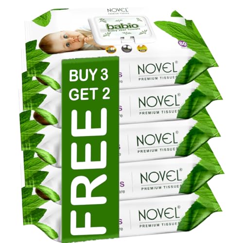 Novel Baby Wet Wipes 80 Wipes (80 count (Pack of 5), 80 count (Pack of 5))