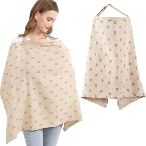 Nursing Cover for Breastfeeding Breastfeeding Cover Muslin Baby Breast Feeding Cover for Mum Infant Stroller Nursing Cover Soft 360掳 Coverage Breathable Lightweight Apron for Privacy Shield (Rainbow)