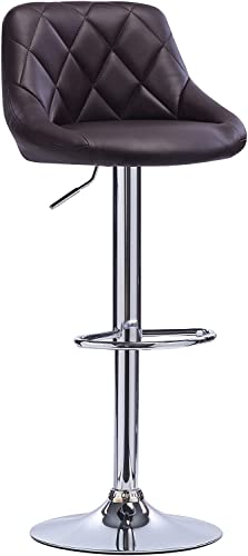 Oakcraft Louver Bar Chair for Breakfast Dining Stool Kitchen Island Counter Bar Stools Leatherette Exterior, Adjustable Swivel Chrome Gas Lift, Steel Footrest & Base (Brown)