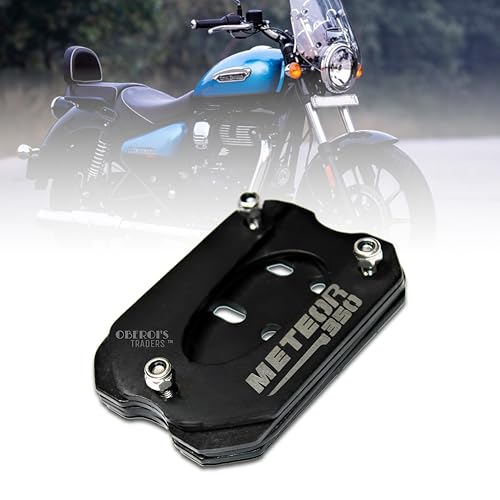OBEROI'S TRADERS Stainless Steel Side Stand Extender Compatible with Royal Enfield Meteor 350 (Black)
