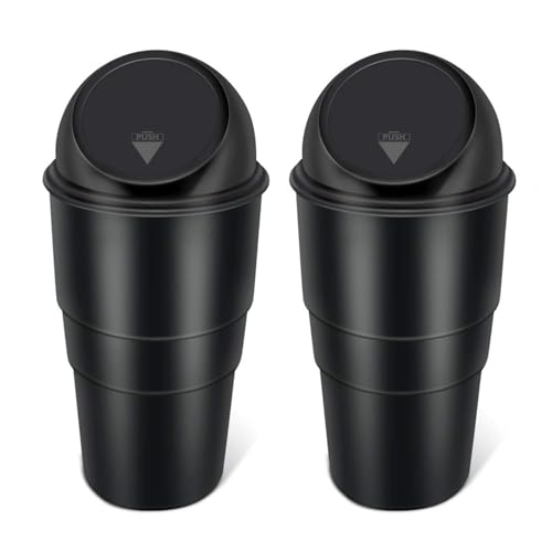 Oblivion Car Dustbin 2 Pc – Waste Management Bin for Car, Office, Home & Vehicle – Car Accessories, Portable Garbage Organizer with Lid, Small Trash Box for Table, Desk, Kitchen & Travel (Black)