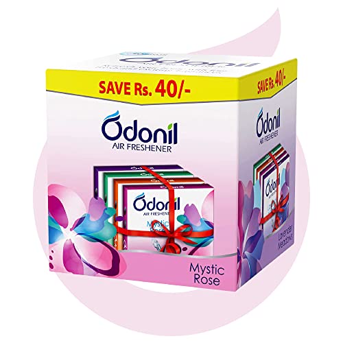 Odonil Bathroom Air Freshener Blocks 192g (48g x 4) | Mixed Fragrances (Jasmine, Lavender, Orchid, Rose)| Long Lasting 30 Day Freshness | Removes Mal Odours