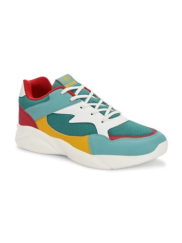 OFF LIMITS Men's Roger Running Shoe, P. Green/Off White/Yellow, 6 UK
