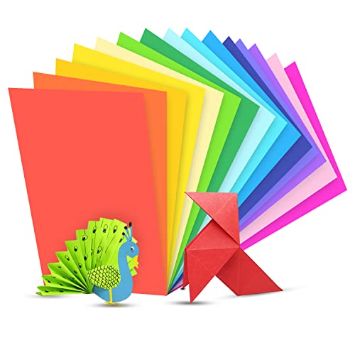 OFIXO 100 Pieces A4 Color Paper Handmade Origami Embossed Multi Color Paper (10