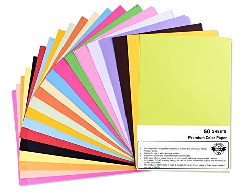 OFIXO (Pack of 50 Sheets) Colour Printing Papers/Art and Craft Paper / A4 Sheets