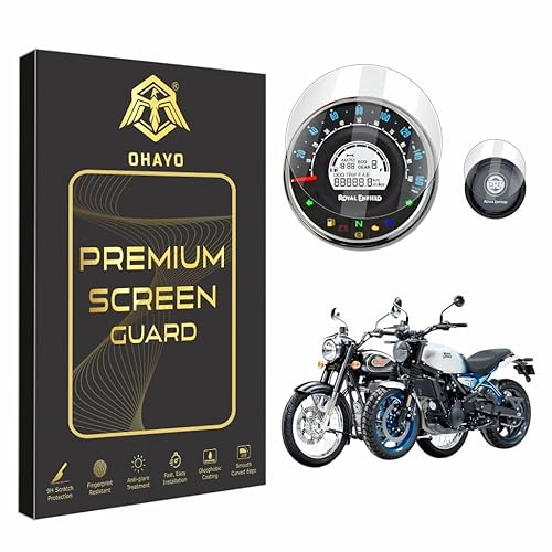 OHAYO 9H Hard Screen Protector for Royal Enfield Meteor 350, Scram 411, Hunter 350 Instrument Cluster | Military Strength Scratch Resistant Display Guard | Anti Fingerprint HD Clarity | Not Tempered Glass | Pack of 1