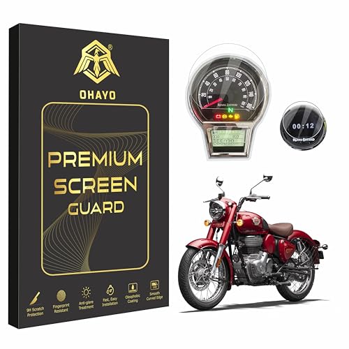 OHAYO 9H Hard Screen Protector for Royal Enfield Classic 350 (2025+) with Tripper Navigation Display | 4 Inch Instrument Cluster Protection Film | Scratch Resistant, Military Strength, HD Clear, Anti Fingerprint | Not Tempered Glass