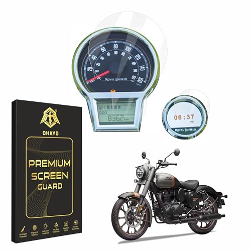 OHAYO 9H Hard Screen Protector for Royal Enfield Classic 650 2025 | RE Goan 350 Classic 2024 with Tripper Navigation | Reborn Classic 350 2022 | Bullet 350 2023 (Non Tripper) Dashboard Instrument Cluster Protector | Military Strength Scratch Resistant
