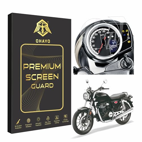 OHAYO Screen Protector for Honda H’ness CB350 Digital Meter | Compatible with HNess CB 350 Instrument Cluster, Speedometer Display Console | 9H Hardness, Military Strength, Scratch Resistant, HD Clear, Bubble Free, Easy Install