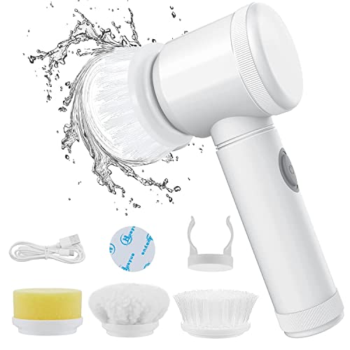 On cart Multi-Functional Electric Cleaning Brush 5 in 1 Magic Power Scrubber Household Cleaning Tools Spin Scrubber with Buffer Polisher, for Bathroom, Shower, Tub, Kitchen Floor