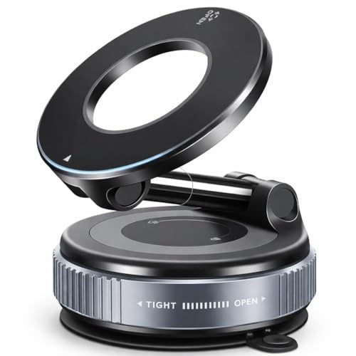 {Original} 360° Rotatable Magnetic Phone Holder with Vacuum Suction, Reusable Sticky Dashboard Mount, Foldable Mobile Stand for Car Desk & Wall Use 360 Degree Magnetic Phone Holder With 1 year warrnty