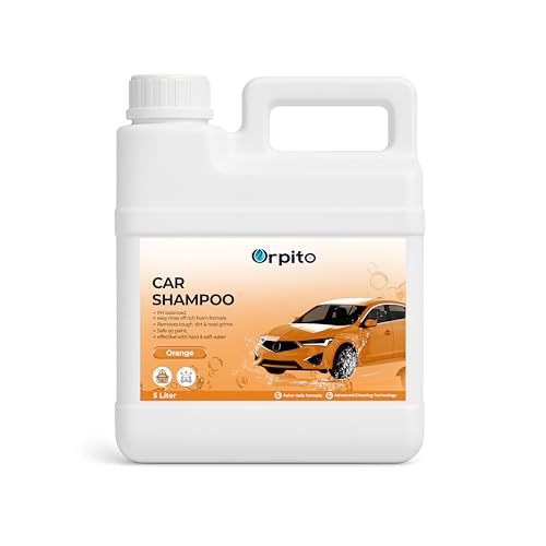 Orpito Car Shampoo 5 Litre | Heavy Rich Foam Formula | Removes Dirt, Oil & Grease | pH Balanced & Paint Safe | Works with Bucket & Foam Gun Wash (Pack of 1). (1, Orange)