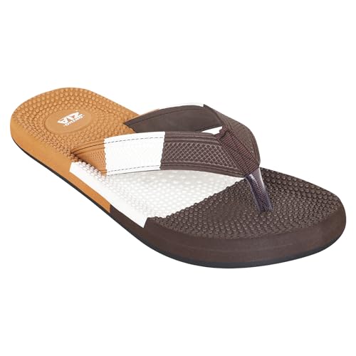 ORTHO ZIA Men’s Orthopedic Comfort Flip Flops Slippers | Cushioned Footbed | Anti-Slip Sole | Men,s Slippers (Tan/Brown) 7 UK