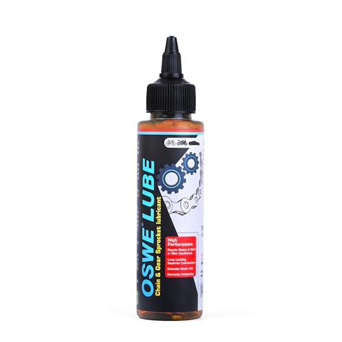 Oswe Lube Bike Chain Lubricant 115ml | Long-Lasting Wet Chain Oil for All Weather & Terrain | Smooth, Silent Friction-less Bicycle Bike Chain Lube | Drip Squeeze Bottle