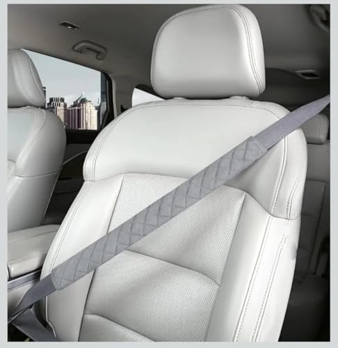 Pack of 2 Car Seat Belt Cover Shoulder Pad, Grey Quilted Design, 39.4 cm Length Extra Long Seat Belt Pads for Car Seatbelt Protector Soft Comfort Safe Belt (Grey)