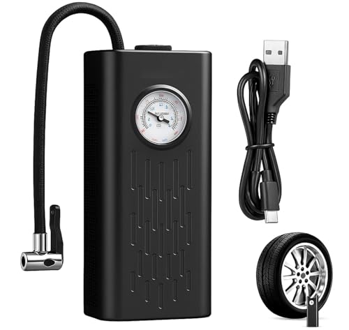 PANCA Cordless Air Pump Portable Tyre Inflator with Pressure Gauge, 5000mAh Battery & Multiple Nozzle Attachments | 150 PSI Wireless Mini Air Compressor