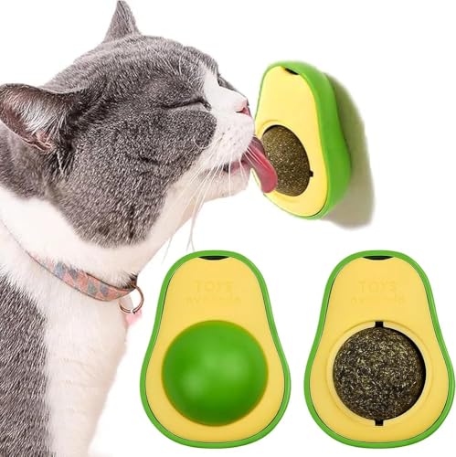Paw N Pet Avocado-Shaped Cat Toy with Catnip | Interactive Rotatebale Catnip Toy for Chewing & Teething Edible Licking, Playtime & Stress Relief | Durable & Safe for Cats/Kittens, Persian Cat