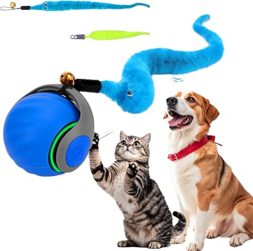 PAWS SAMRAT Interactive Cat Toy - Cat Toys for Indoor Cats Smart Silicone Rolling Ball with Tail, Bird Sound, Motion Activated, Kitten Puzzle Toys for Bored Indoor Adult Cats & Dogs