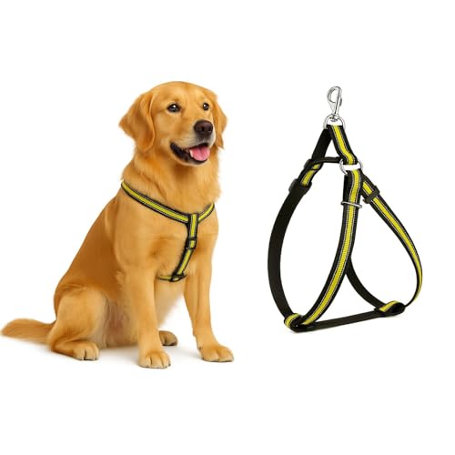 PETBABAS Dog Harness No Pull with Front Clip | Dog Walking Chest Harness with Reflective Adjustable Soft Padded Vest and Easy Control Handle Sizes (Xtra Large, Yellow)