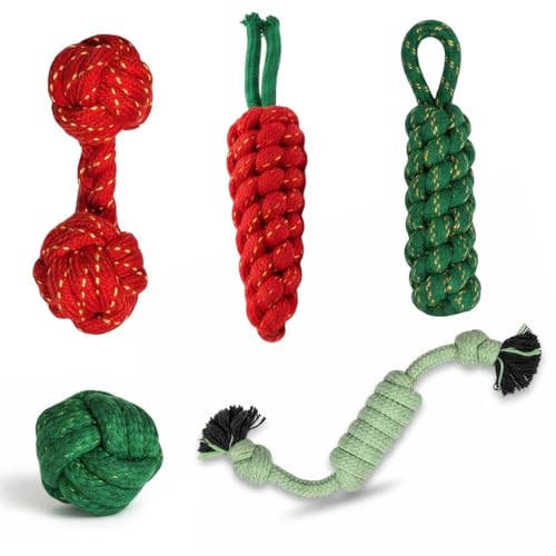 PETS EMPIRE Dog Chew Toys with Knots Combo of 5 Ropes All Puppy Breeds & Aggressive Chewers, Teething Rope, Fetching Rope Dog Toy for Interactive Play and Training