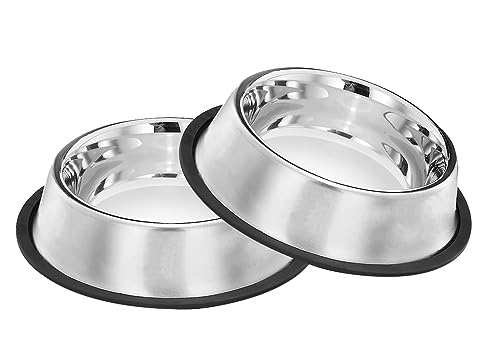 Pets Empire Dog Food Bowl | Stainless Steel Bowl Large Size (700 ml x 2) | Basic Pets Feeding Bowl for Cat & Puppy | Perfect Choice for Dog Puppy Cat & Kitten