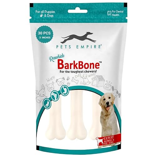 Pets Empire Rawhide Bone for Dogs | Pack of 3inch 30pcs | Rawhide Pressed Chew Stick Young Adult Dog Treat & Dog Food | Dog Treats for Medium Breeds Size Dogs