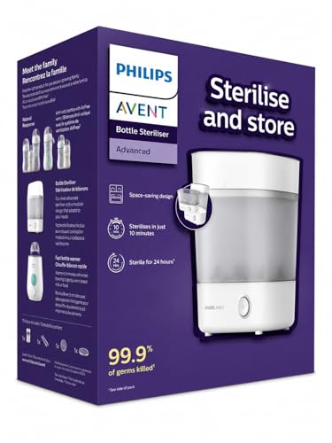 Philips Avent 3-in-1 Baby Bottle Sterilizer | No.1 Brand Recommended by Moms Worldwide | Kills 99.9%* Germs in 10 mins Cycle with Natural Steam Sterilization I Stays Sterile Upto 24hrs* | SCF291/00