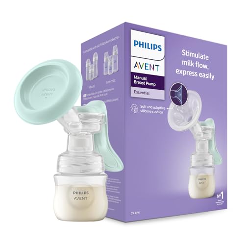 Philips Avent Essential Manual Breast pump SCF417/11 | Easy Silicone massage cushion & Ergonomic handle, Soft & Gentle, BPA Free