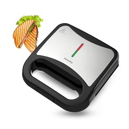 Philips Domestic Appliances HD3010/80 IN SANDWICH MAKER- GRILL XL Size | Black With Metallic Finish | Non Stick Plate | UHD Technology | Easy Locking, 800 Watts