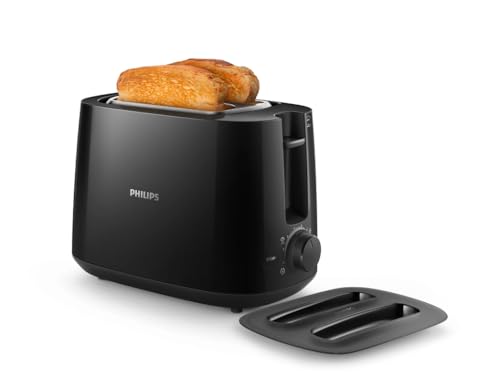 Philips HD2582/90 Two Slice Pop-Up Toaster With Bun Warmer | 830 Watts, Black