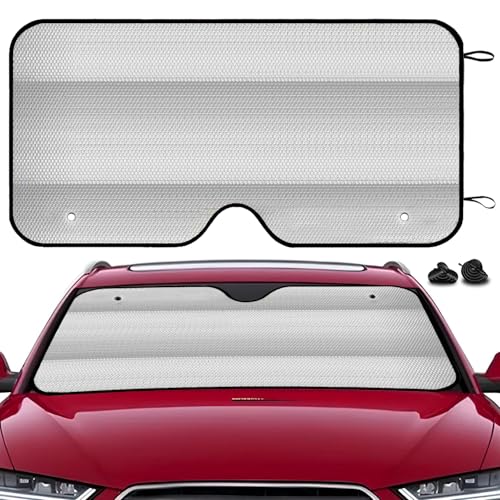Pivalo Car Windshield Sunshade Cover Foldable Reflective Aluminium Foil Sun Blocker UV Rays Protection Universal Sun Visor Front Window Protector Shield Heat Insulation for Car, SUV, Van (Silver)