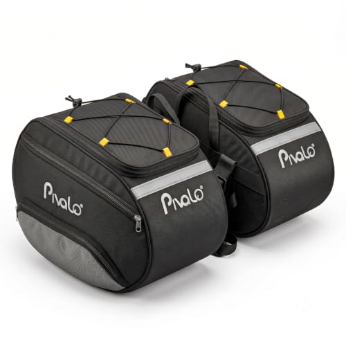 Pivalo Saddle Bag for Bike 80L | Waterproof Motorcycle Saddle Bags with Rain Cover | Universal Luggage Bag for Rider & Biker | 1300D Polyester Touring Large Storage Saddlebags for All Bikes (Black)