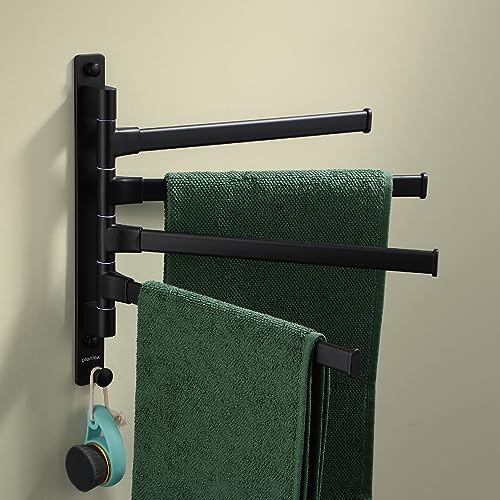 Plantex Aluminum 4-Arm Bathroom Swing Towel Hanger/Towel Holder/Towel Stand for Bathroom/Bathroom Accessories (Premium-Black)