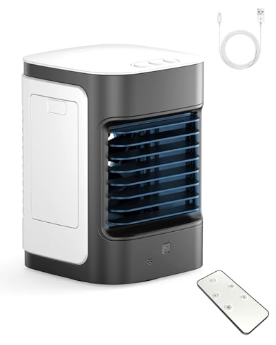 Portable Air Conditioners, Personal Air Conditioner for room, Portable AC Unit Swamp Cooler with 100° Oscillation, USB Powered Mini Air Conditioner for Tent Camping Bedroom,Black