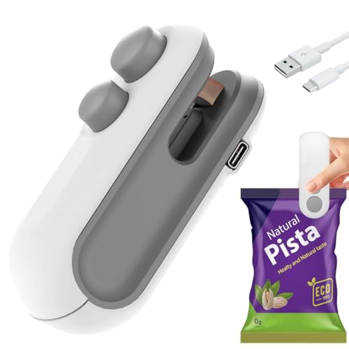 Portable Bag Sealer Machine with Cutter, USB Type-C Rechargeable Mini Heat Sealing Clip