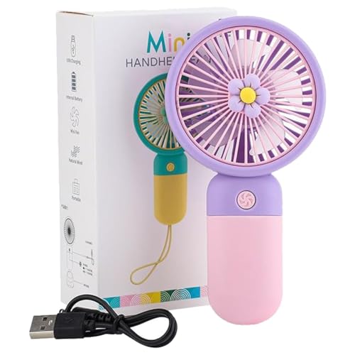 Portable Rechargeable Mini Fan | 400mAh USB Handheld Small Fan with 3 Speed Modes | Silent Personal Pocket Cooling Fan for Travel, Office Desk, Makeup, Kitchen, and Kids (Multicolor)