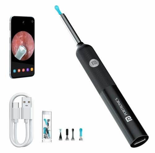 Portronics Cleansify Ear Endoscope Otoscope/Wax Cleaner with 1080p FHD Camera with Ultra fine 4.5mm Lens for Kids & Adults(Black)