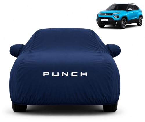 Premium Car Cover Compatible with Tata Punch All Models Comes with All Weather Water-Resistant Body Car Cover | Light-Weight | Triple-Stitched | UV Protection | Dustproof & Heat-Resistant (Navy Blue)